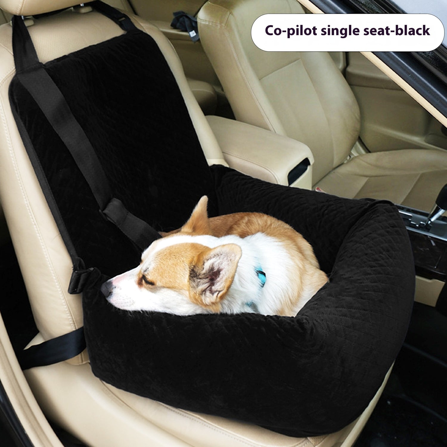 Premium Quilted Dog Car Booster Seat – Deluxe Plush Travel Bucket Bed for Front & Back Seats