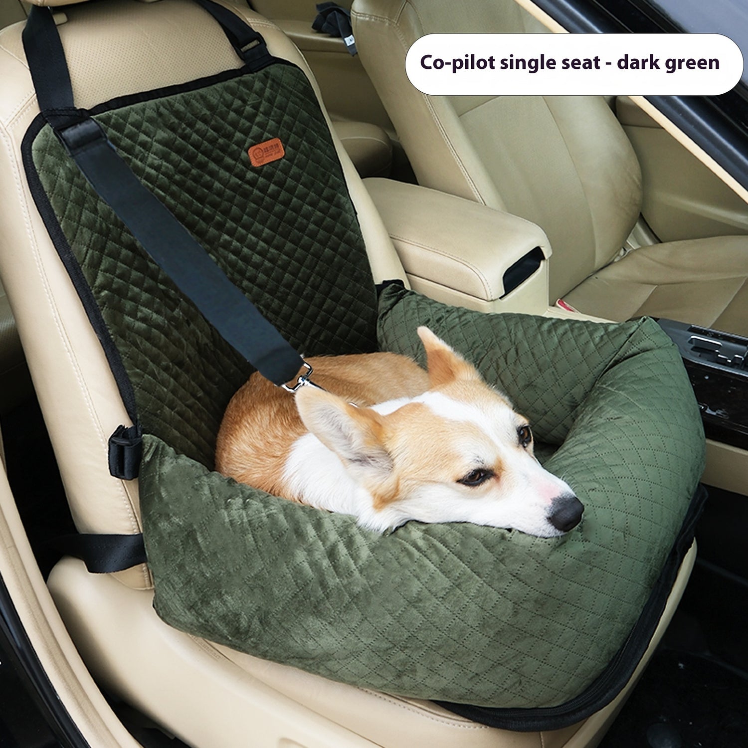 Premium Quilted Dog Car Booster Seat – Deluxe Plush Travel Bucket Bed for Front & Back Seats