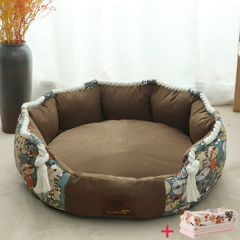 Cozy round dog comfortable bed orthopedic washable
