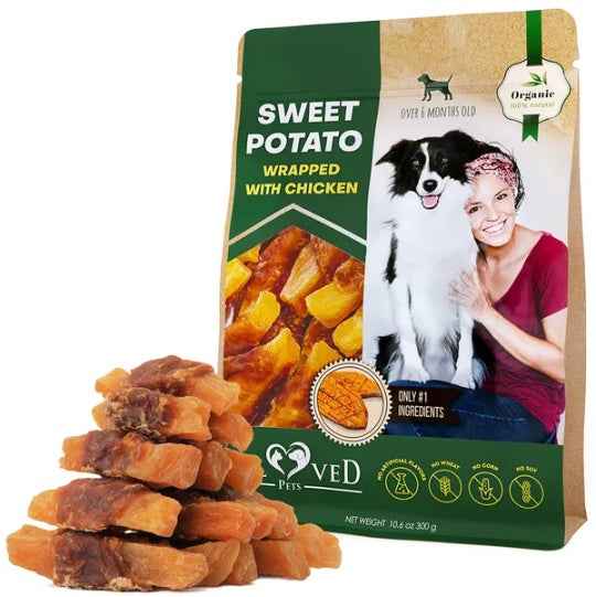 Organic Chicken-Wrapped Sweet Potato Dog Treats | Grain-Free Natural Chews