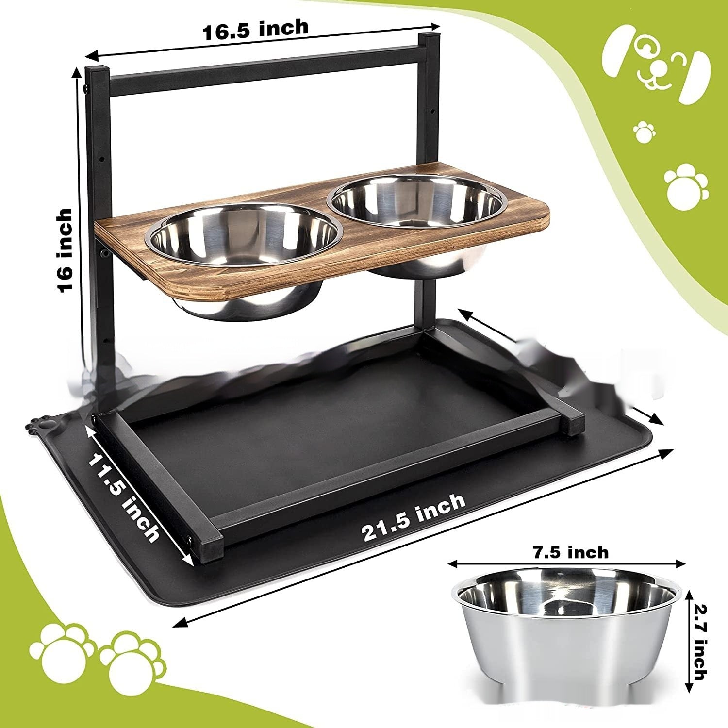 513 Inch Dog Feeding Bowl Set double feeding station