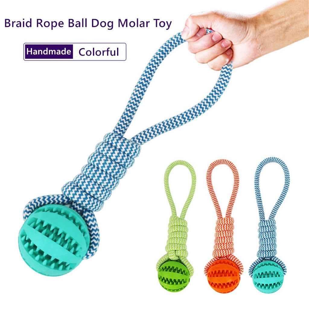 Interactive Dog Treat Ball with Rope | Durable Rubber Chew Toy