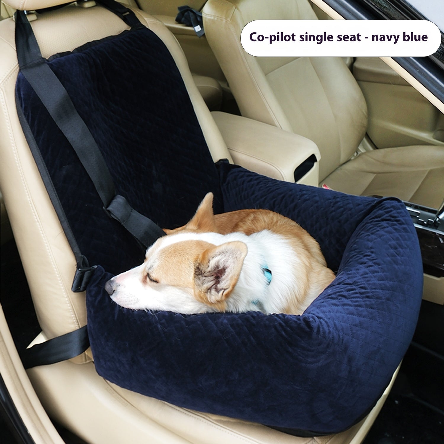 Premium Quilted Dog Car Booster Seat – Deluxe Plush Travel Bucket Bed for Front & Back Seats