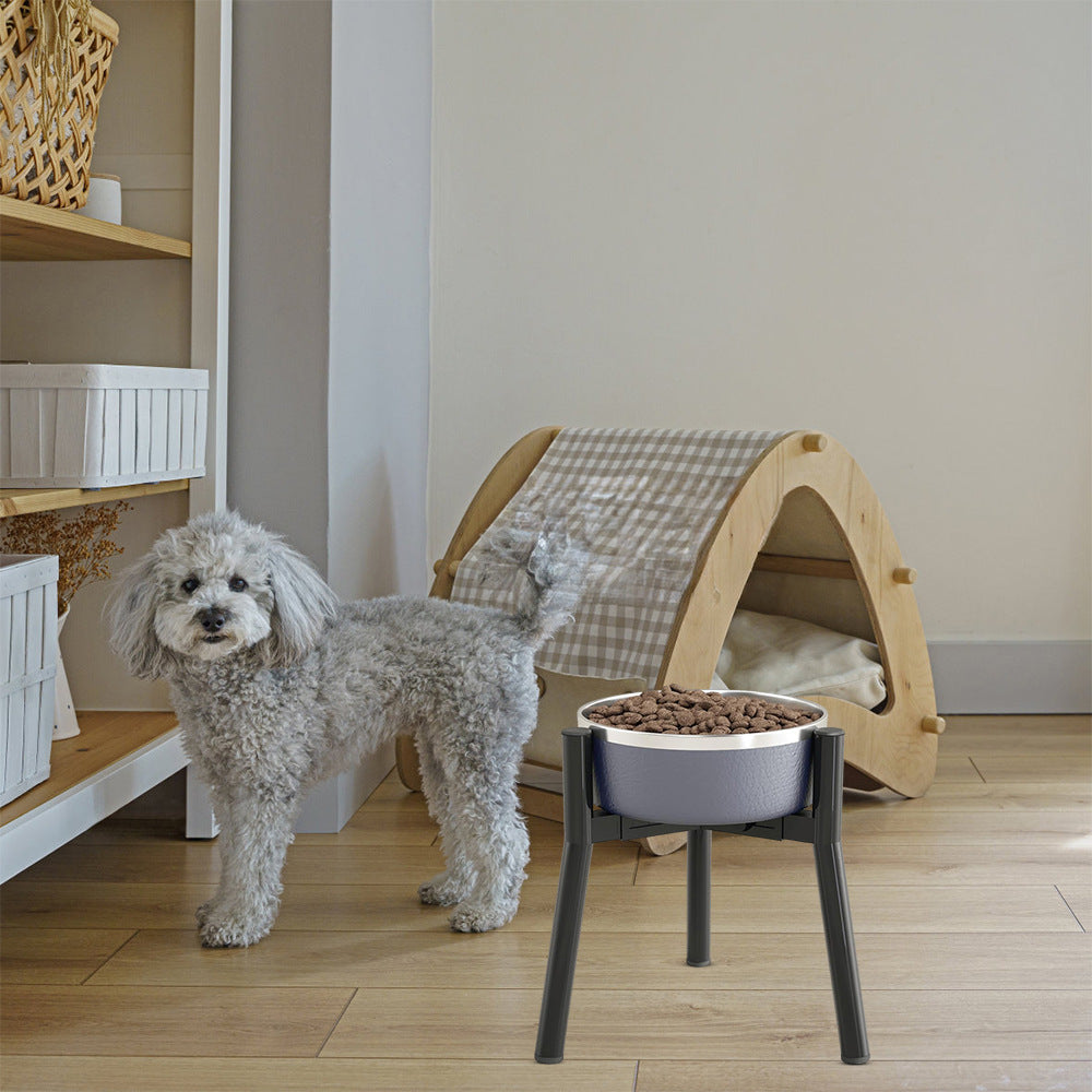 Premium Elevated Single Dog Bowl – Ergonomic Raised Stainless Steel Diner with Modern Metal Stand