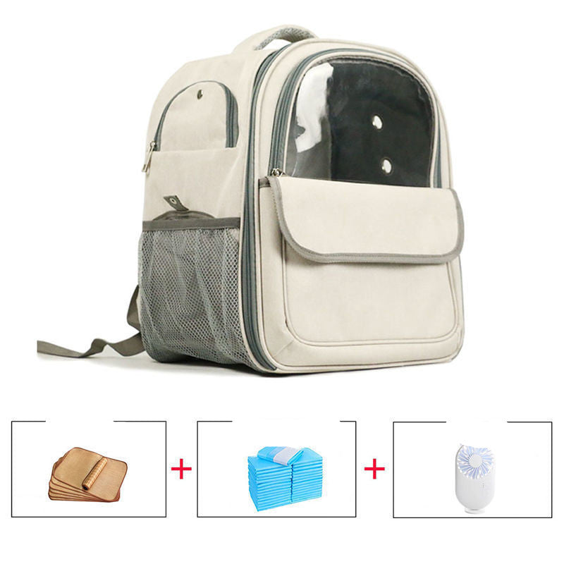 Breathable Transparent Pet Bag Space Capsule Cat School Dog Backpack placed on ground