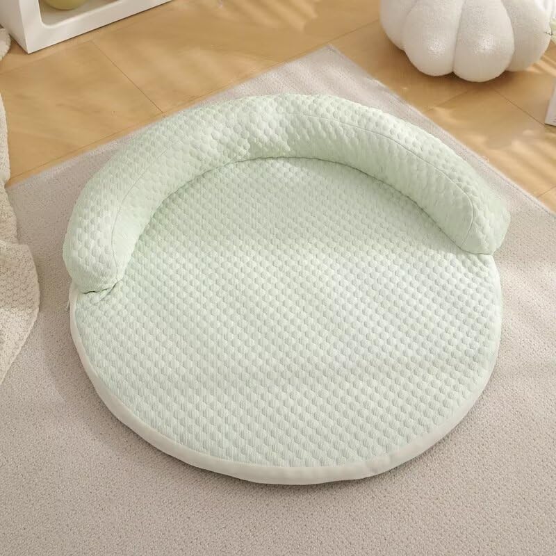Cooling Dog Bed - Summer Dog Cat Cooling Mat in white color displayed on a couch for pets.