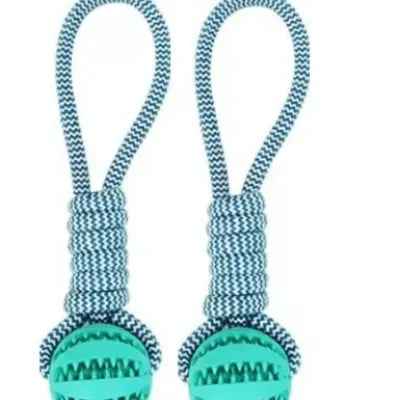 Interactive Dog Treat Ball with Rope | Durable Rubber Chew Toy