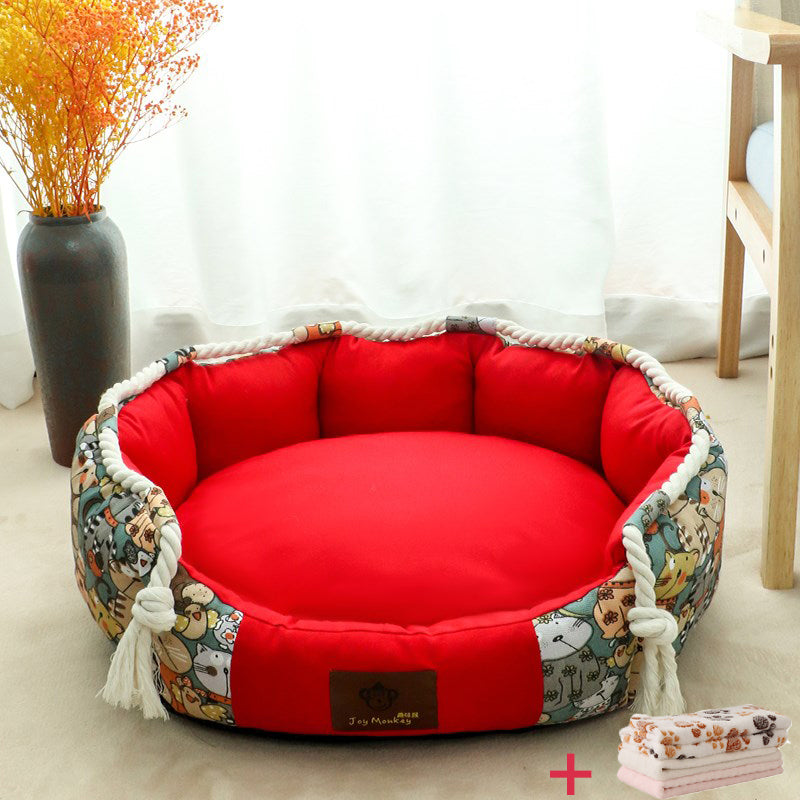Cozy round dog comfortable bed orthopedic washable