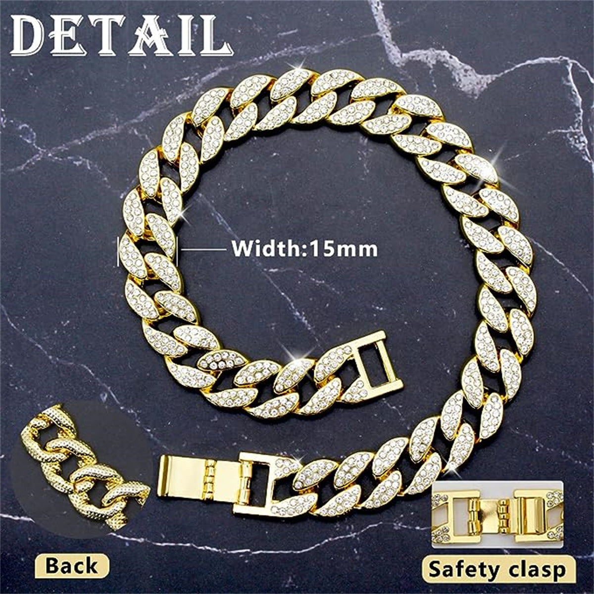 Pet Dog Collar Necklace With Diamonds Cuban Link Chain