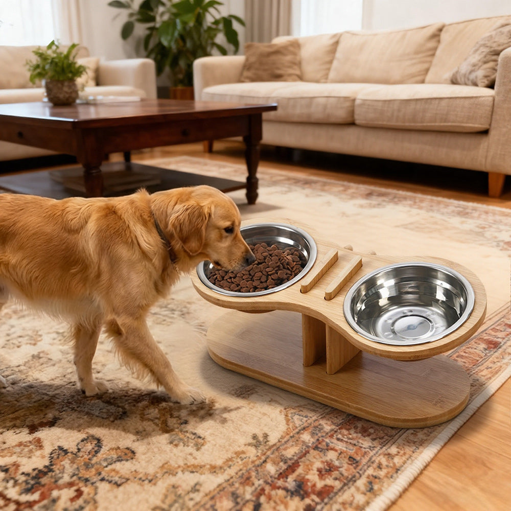 Adjustable Tilted Pet Stand With A Feeding Bowl elevated feeding stand