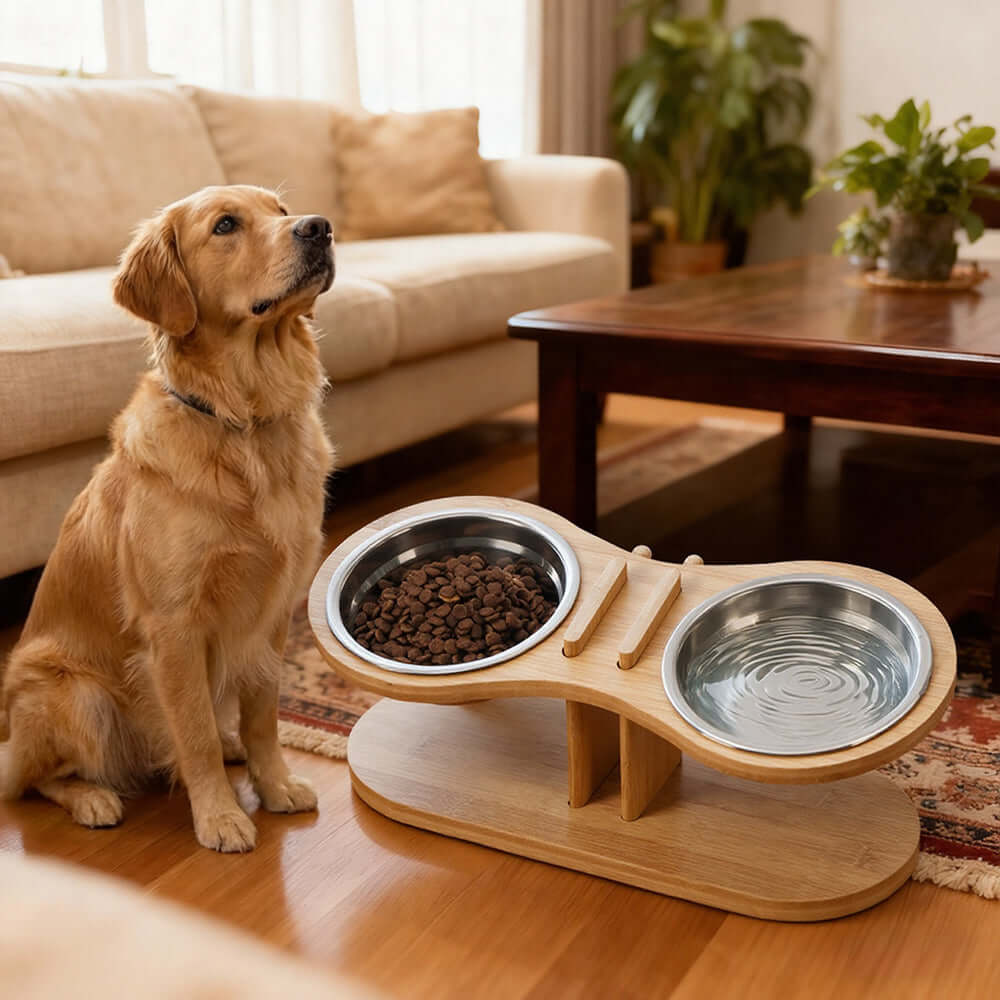 Adjustable Tilted Pet Stand With A Feeding Bowl ergonomic feeding design