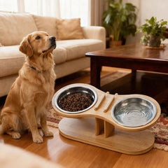 Adjustable Tilted Pet Stand With A Feeding Bowl ergonomic feeding design