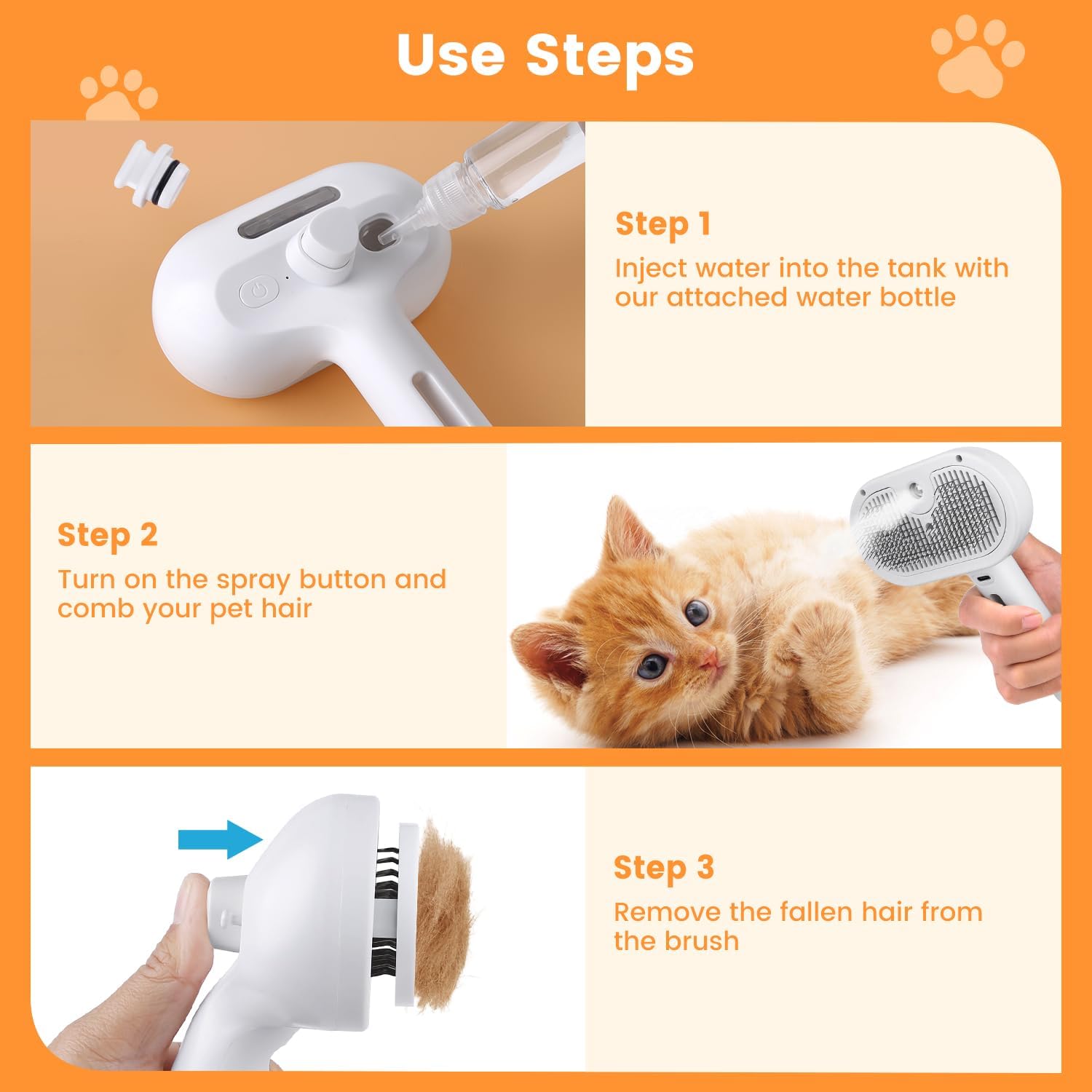 Steam Spray Grooming Comb for Pets