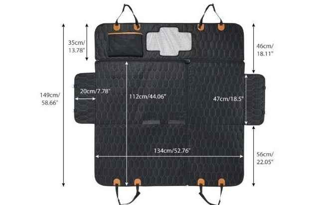 3-in-1 Dog Car Seat Cover | Machine Washable Travel Mat