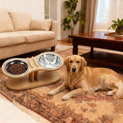 Adjustable Tilted Pet Stand With A Feeding Bowl