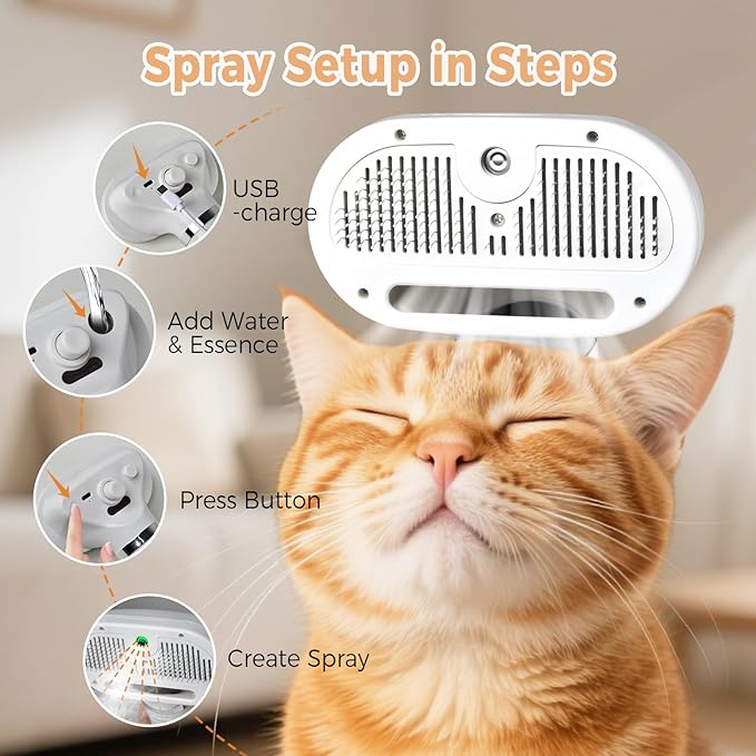 Steam Spray Grooming Comb for Pets