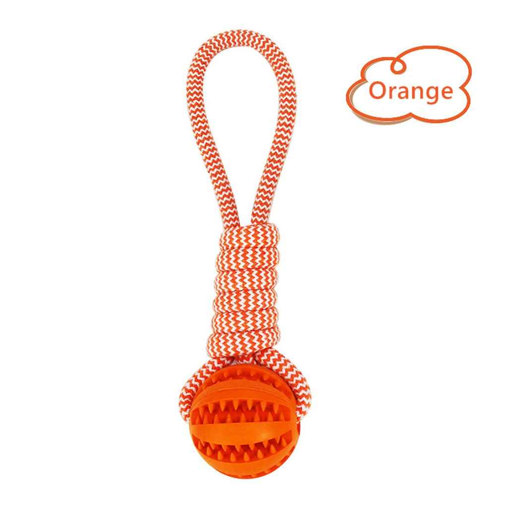 Interactive Dog Treat Ball with Rope | Durable Rubber Chew Toy