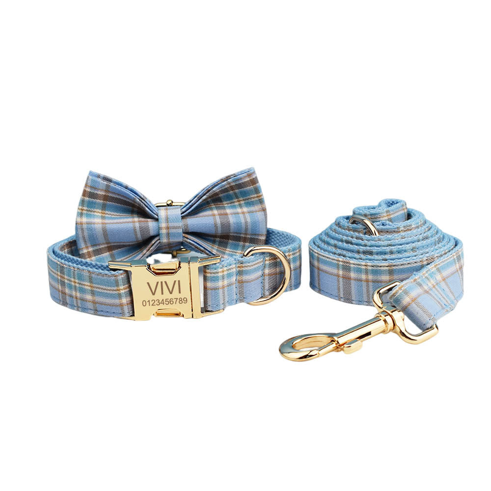 Blue Check Dog Collar Rope
