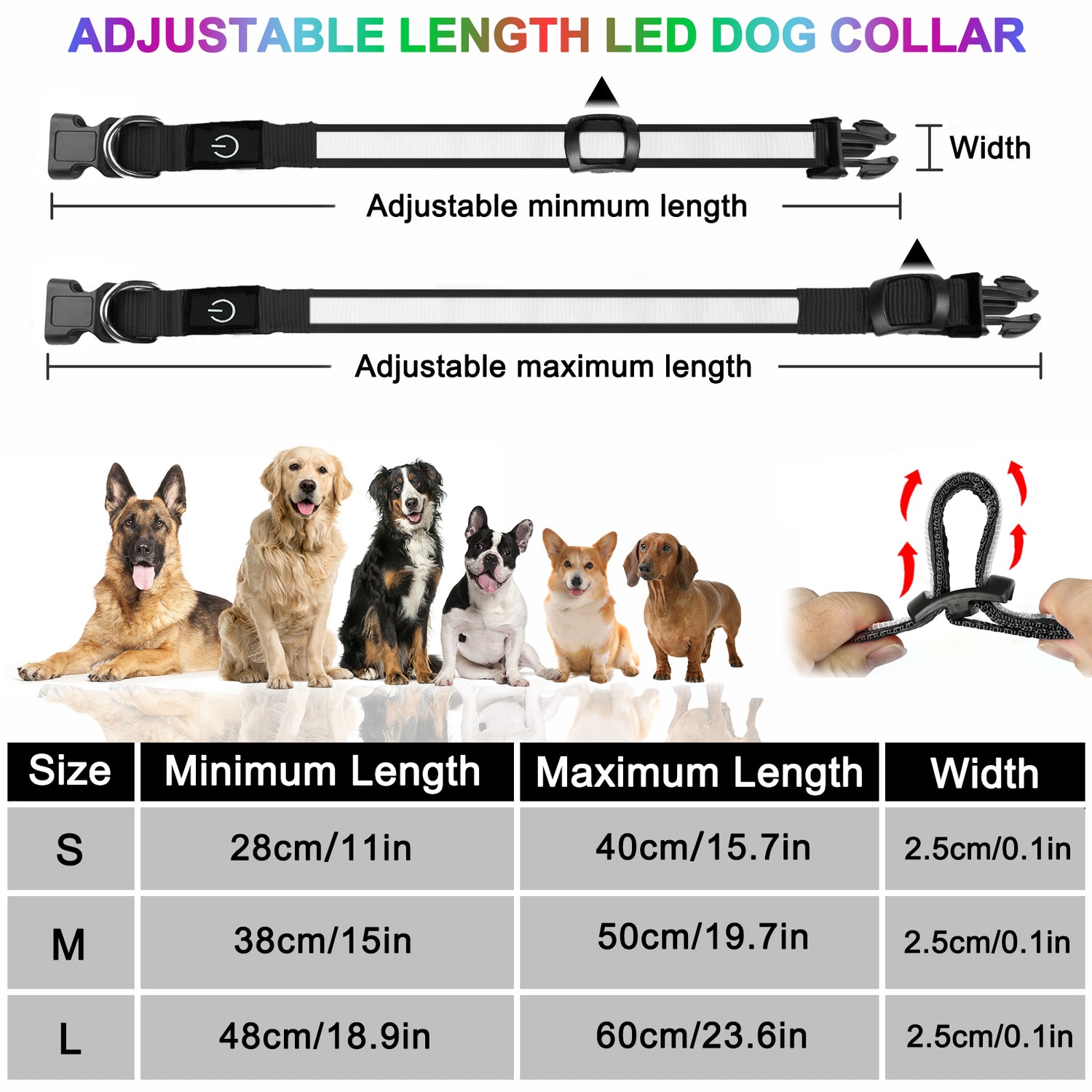 Dog Collar Lights for the dark night, featuring adjustable bright green design and durable materials for pet safety.