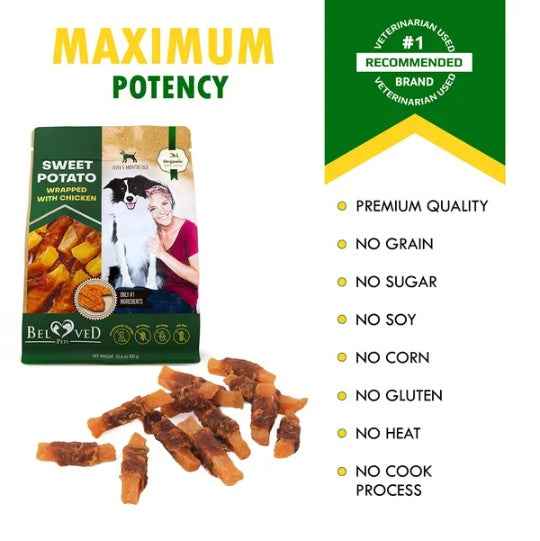 Organic Chicken-Wrapped Sweet Potato Dog Treats | Grain-Free Natural Chews