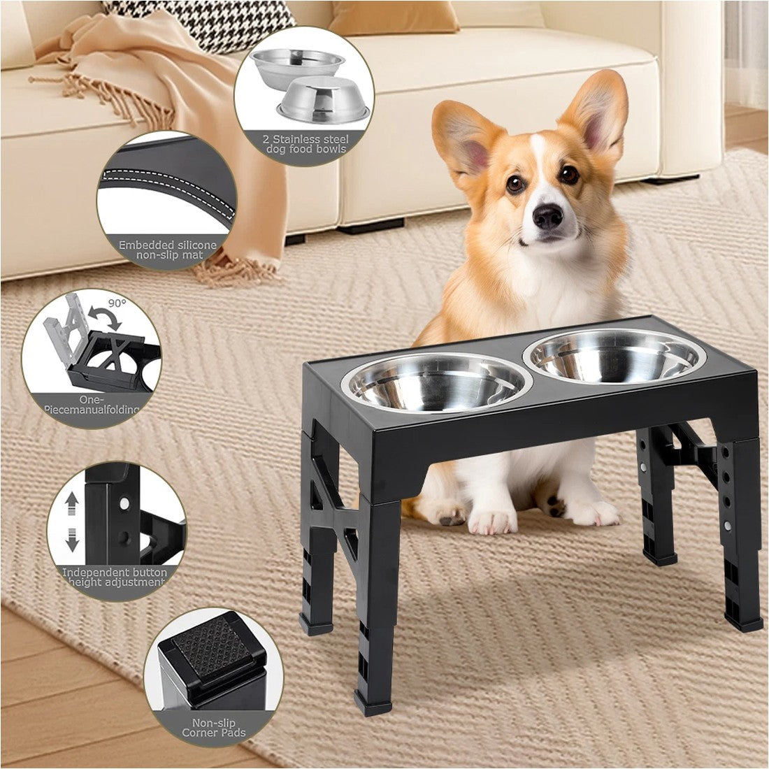 Stainless Steel Double Dog Feeding Station