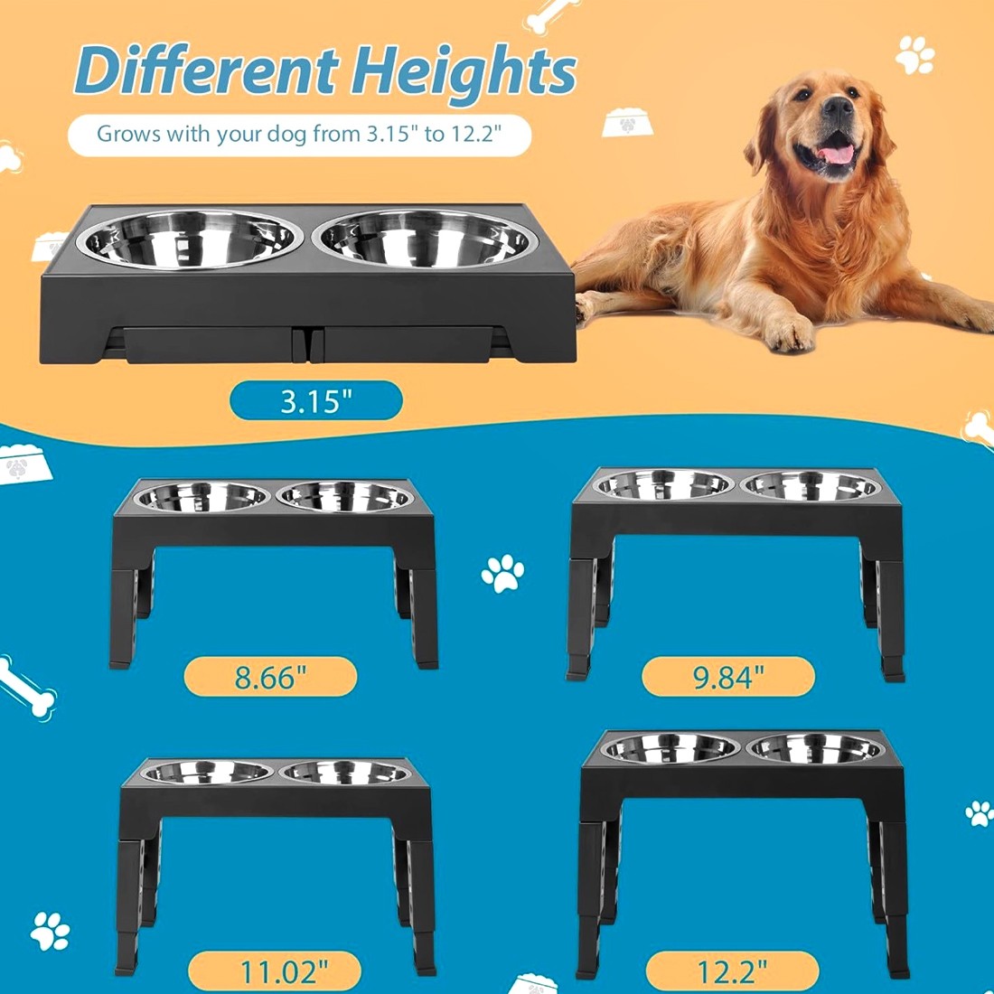 Stainless Steel Double Dog Feeding Station