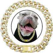 Pet Dog Collar Necklace With Diamonds Cuban Link Chain