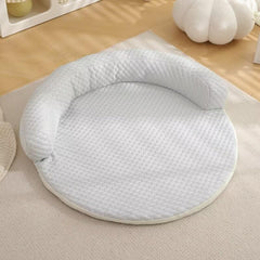 Cooling Dog Bed - Summer Dog Cat Cooling Mat in whitecolor displayed on a couch for pets.