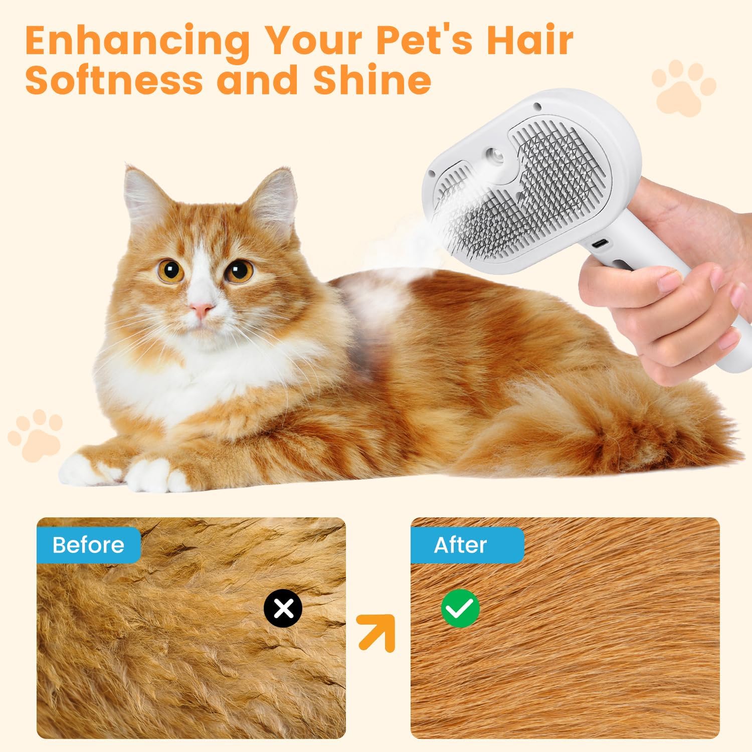 Steam Spray Grooming Comb for Pets