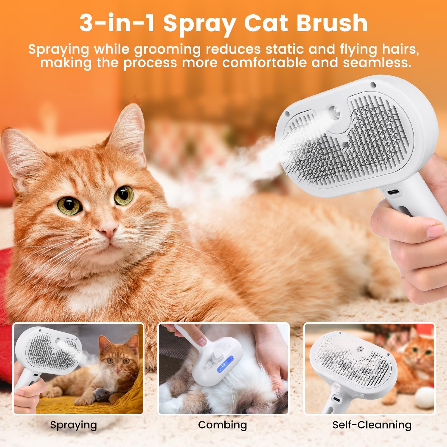 Steam Spray Grooming Comb for Pets