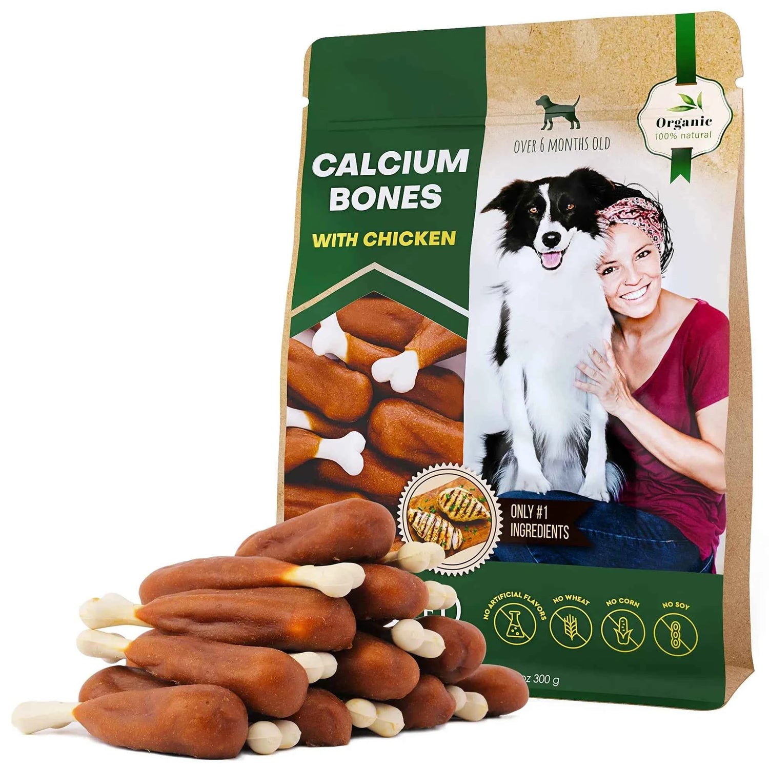 Chicken Wrapped Calcium Bones for Dogs | Grain-Free, Rawhide-Free Healthy Chews