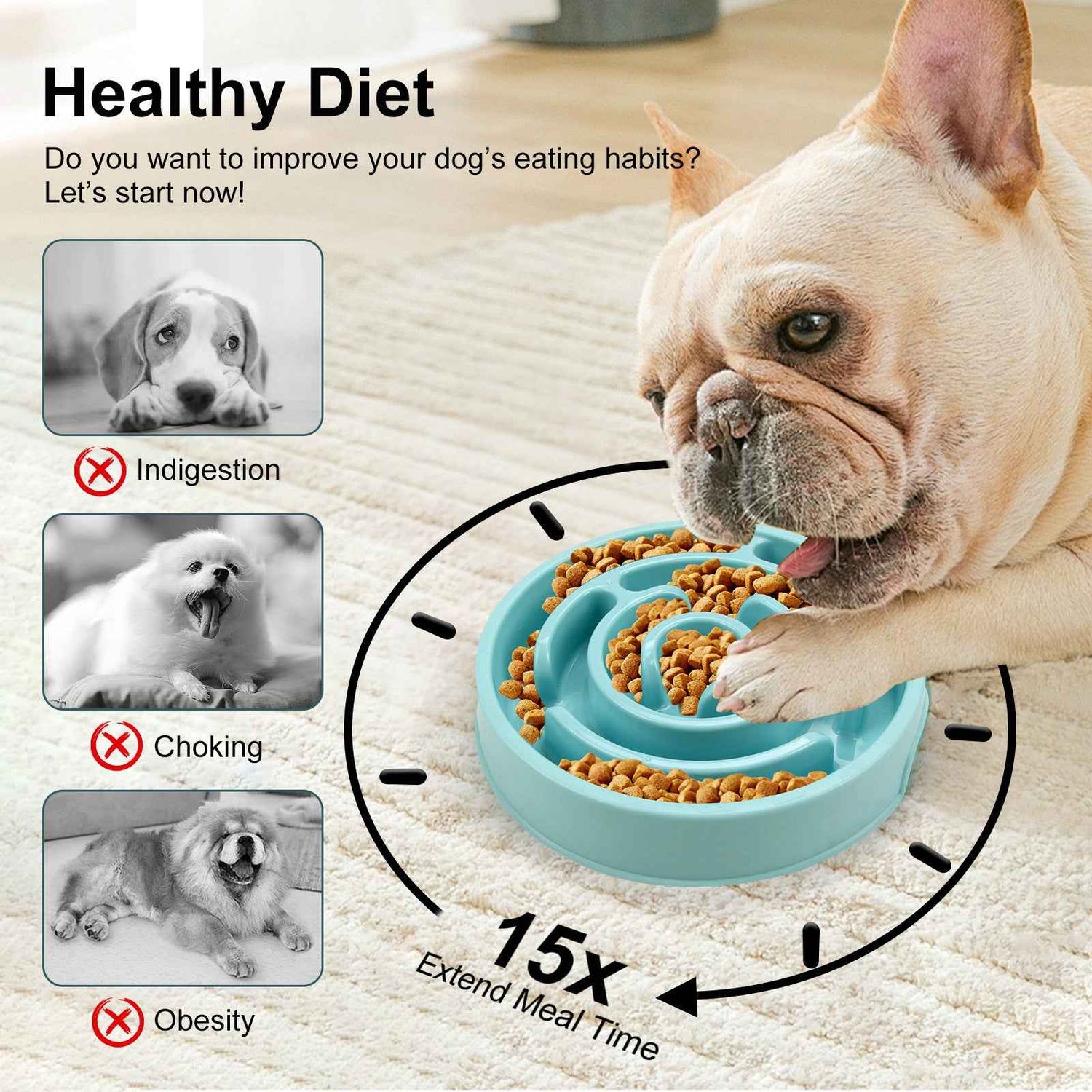 Silicone Slow Feeder Dog Bowl | Anti-Choking Puzzle Feeder