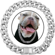 Pet Dog Collar Necklace With Diamonds Cuban Link Chain