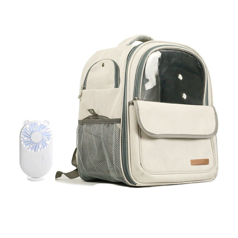 Breathable Transparent Pet Bag Space Capsule Cat School Dog Backpack placed on ground