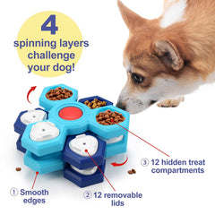 4-Layer Interactive Dog Puzzle Feeder & Slow Eating Bowl
