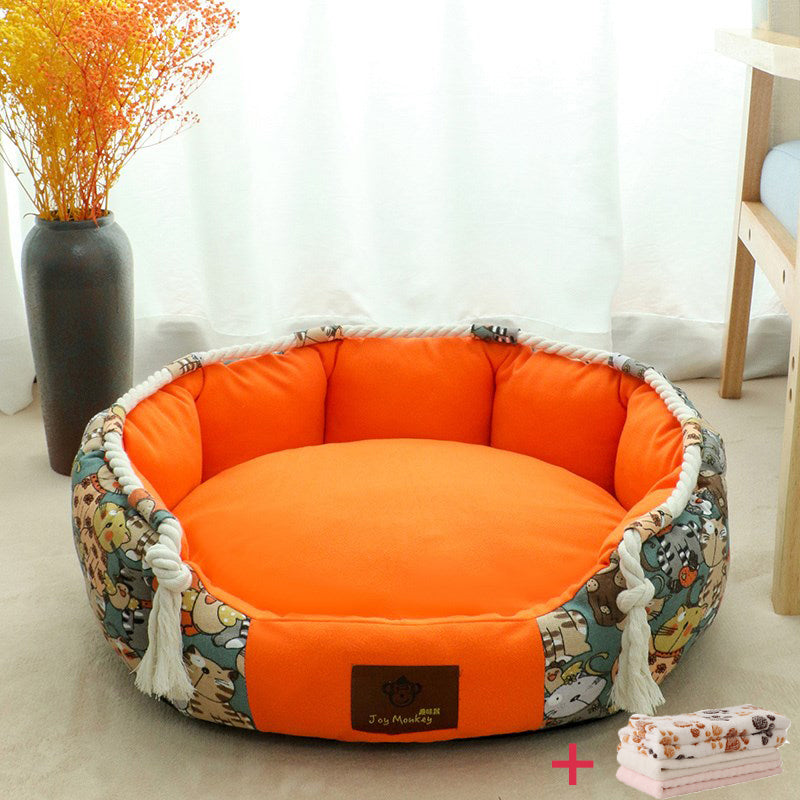 Cozy round dog comfortable bed orthopedic washable