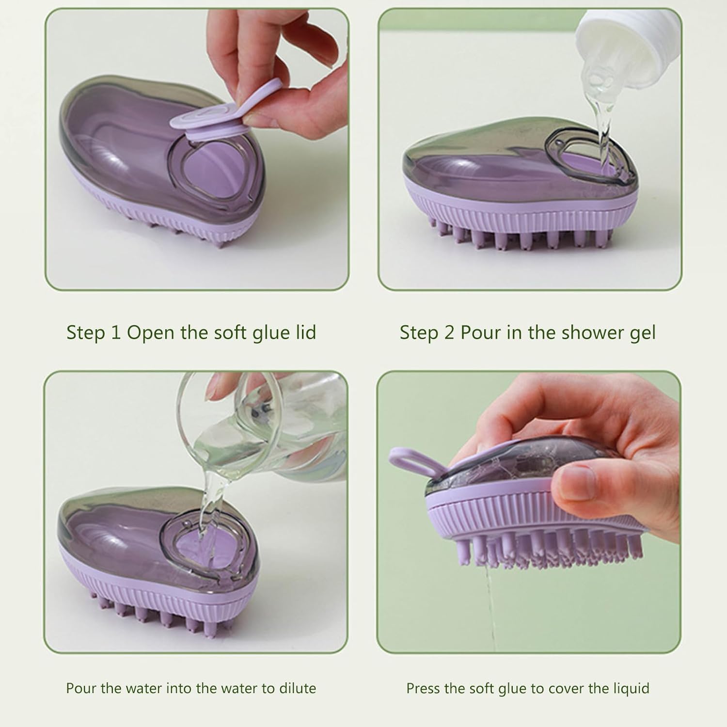 Silicone Dog Bath Brush with Shampoo Dispenser